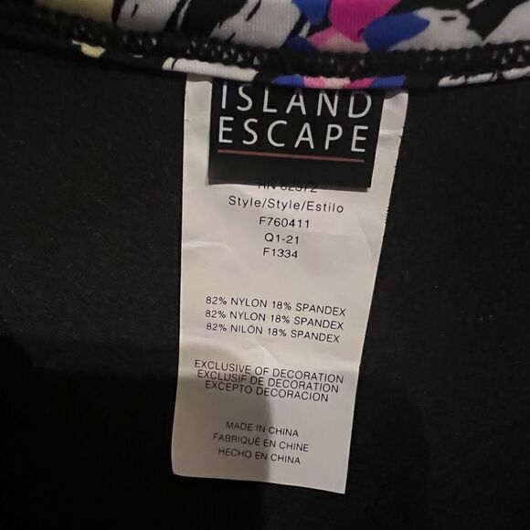 Island Escape Black Multicolor Waterfall Gardens Printed Tankini Swim Top 8 NWT - Picture 6 of 8